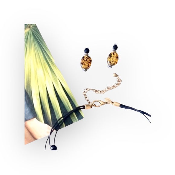 new Chico’s ❁ Boho Glass Bead Beach Necklace + Earring Set ❁ Animal Print ❁ Chic - Picture 6 of 16